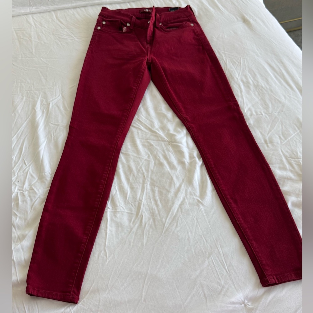 7 For All Mankind Burgundy Skinny Jeans